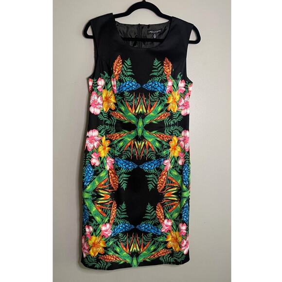 Linea Domani Dress Size 10 Botanical Sheath Tropical Floral Office Business - Picture 1 of 8